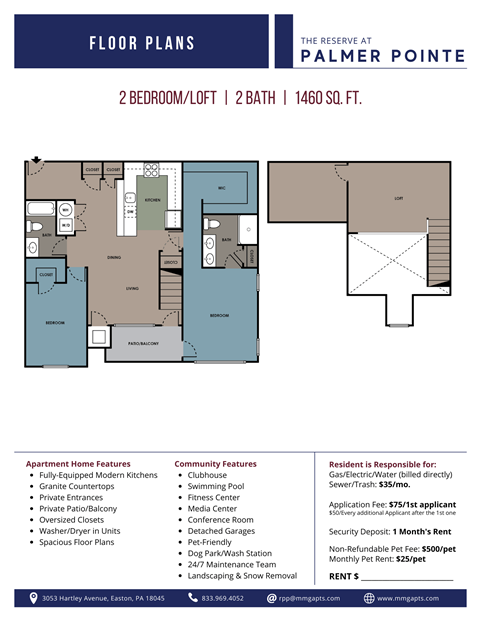 digital drawing of 2 bedroom 2 bath